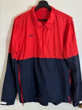 Nike Men’s Windbreaker Pullover Jacket 1/4 Zip Red Blue Sz Med